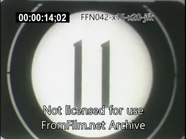 The still features a countdown timer displaying '11' in a circular design, likely part of a film or video sequence related to aviation or space exploration, given the context of 'X-15,' 'X-20 Dynasoar,' and 'JFK.' The image includes a watermark indicating that it is not licensed for use and is sourced from the FromFilm.net Archive. The timestamp at the top suggests it's a part of a larger film reel.