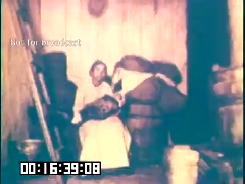 The still from 'Immigrant Heritage' features two individuals in a dimly lit, rustic setting, surrounded by large wooden barrels and basic household items. The atmosphere suggests a historical context, likely emphasizing the struggles and daily life of Irish immigrants. The image captures a moment of intimacy or interaction between the characters, underscoring themes of heritage and community. The time code at the bottom indicates it's part of a larger film sequence.