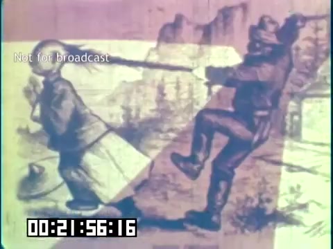 The still likely features a historic or artistic representation related to immigration themes, possibly highlighting struggles faced by immigrants. Elements may include contrasting figures, such as an individual in traditional attire and another in a more authoritative stance, suggesting conflict or resistance. The presence of natural scenery in the background may depict the journey or landscape associated with immigrant experiences. The film focuses on cultural heritage, likely incorporating elements of Irish culture as expressed through the Irish Rovers.