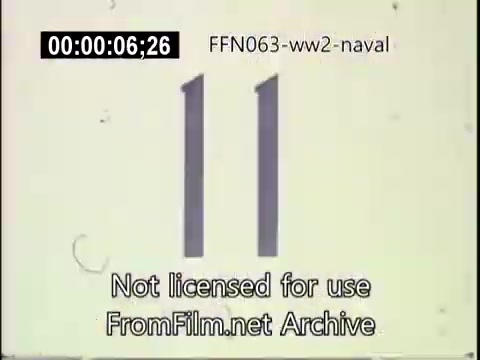 The still shows a simple countdown display with the number '11' prominently featured. It appears to be a frame from archival footage related to World War II, specifically focusing on naval operations and kamikaze attacks. The bottom of the frame indicates that the footage is not licensed for use and comes from the FromFilm.net Archive.