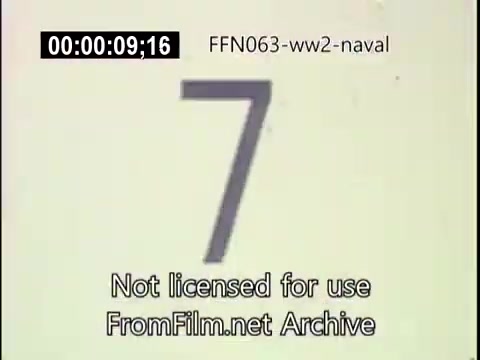 The still appears to be a countdown frame, likely used in the context of a film or video presentation. It displays the number '7' prominently, which may indicate the beginning of a sequence related to the US naval footage from World War II. Additionally, there's a watermark indicating that the footage is not licensed for use and references FromFilm.net Archive. This format suggests that the footage may lead into significant historical content, likely depicting kamikaze attacks during the war.