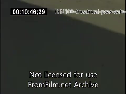 The still features a segment from a 16mm film showcasing public service announcements focused on safe driving from 1949. The image likely captures road scenes or safety messaging, emphasizing responsible driving practices. The frame includes a timestamp and a watermark indicating it's not licensed for use.