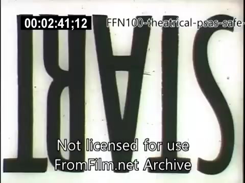 The still features the word 'SAVIS' displayed upside down, suggesting a focus on safe driving messages from the 1949 Public Service Announcements. The text implies a serious tone, characteristic of the era's efforts to promote road safety. The film is part of an archival collection, emphasizing its historical context.