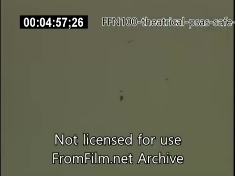 The still is from a 1949 theatrical public service announcement focused on safe driving. It features a simple, muted background with text indicating it's not licensed for use. The film likely aimed to convey important safety messages to the audience, reflecting the era's emphasis on road safety.