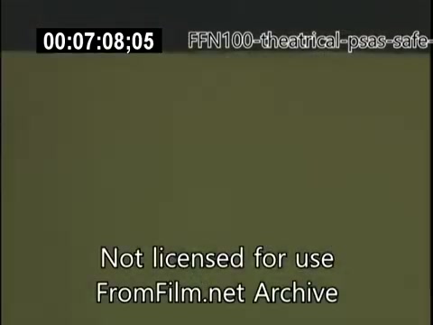 The still appears to be from a 16mm film depicting a public service announcement from 1949 focused on safe driving. It likely features text on the screen, possibly warning or educating viewers about safe driving practices. The textual overlay indicates that the content is not licensed for use and credits the FromFilm.net Archive. The overall aesthetic is typical of mid-20th century film, likely in muted colors.