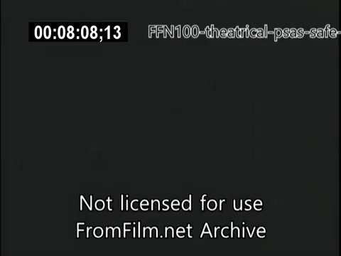 The still features a simple black screen with a timestamp and the note 'Not licensed for use' along with the archive's attribution. This indicates it's part of the 1949 theatrical public service announcements aimed at promoting safe driving practices. The visuals are likely minimalistic, focusing on the message rather than elaborate imagery.