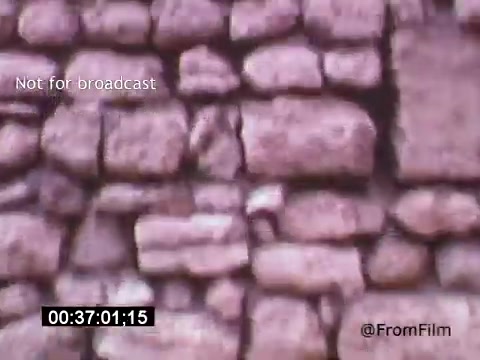 The still from 'Vincent Van Gogh: A Self-Portrait' (1961) features a close-up of stone walls. The texture of the rocks is prominent, conveying a sense of history and permanence. The muted colors add to the somber and reflective mood typical of Van Gogh's work, possibly paralleling themes of isolation or introspection. Lee J. Cobb's narration complements the visual, enhancing the exploration of Van Gogh's life and artistry.