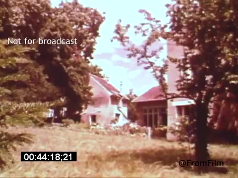 The still from 'Vincent Van Gogh: A Self-Portrait' (1961) features a serene outdoor scene, capturing a peaceful, residential setting with trees and houses. The colors are vibrant, reflecting the film's artistic style. The image may evoke the essence of Van Gogh’s landscape themes, inviting viewers into a visual exploration of his world.