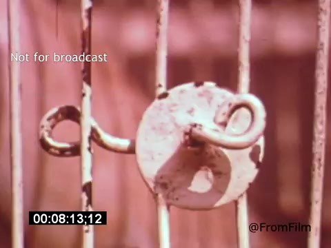 The still from 'Vincent Van Gogh: A Self-Portrait' (1961) appears to show a close-up of a metal latch or hook on a gate or fence, emphasizing texture and wear. This shot may symbolize themes of confinement or introspection, aligning with the film's exploration of Van Gogh's life and struggles. The muted colors and focus on an everyday object create a poignant contrast to Van Gogh's vibrant artistic legacy.