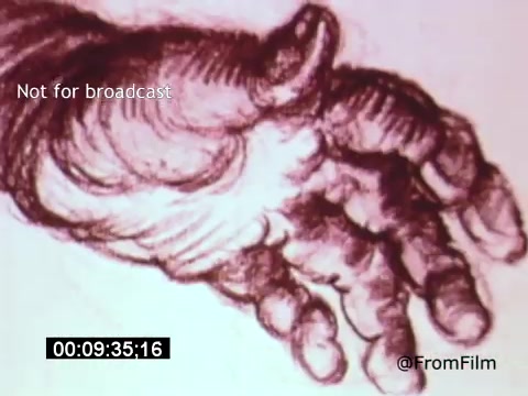 The still from 'Vincent Van Gogh: A Self-Portrait' (1961) features a close-up of a hand, rendered in a stylized manner. The hand appears expressive, possibly conveying emotion or an artistic gesture, reflecting Van Gogh's dynamic style. With a focus on texture and form, the image invites viewers to connect with the artist's spirit and creative process. The overall tone suggests an intimate look at the artist's life and work, enhanced by the narration of Lee J. Cobb.