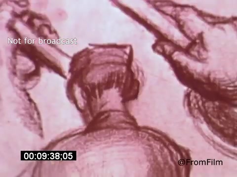 The still from 'Vincent Van Gogh: A Self-Portrait' (1961) presents a close-up of a drawing, focusing on the back of a figure, likely representing Van Gogh himself. The image captures an artistic process, with hands holding tools, suggesting creation and reflection. The muted colors evoke a sense of introspection, aligning with Van Gogh's complex personality and artistic journey.