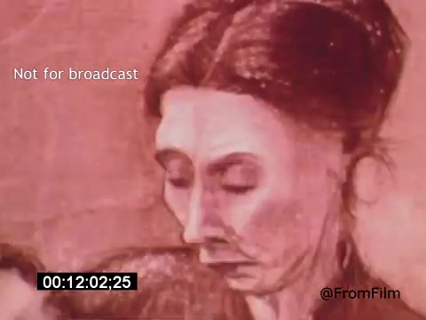 The still from *Vincent Van Gogh: A Self-Portrait (1961)* showcases an artistic representation of a contemplative woman with a somber expression. The muted color palette features warm tones, emphasizing the emotional depth of the piece. This 16mm film, narrated by Lee J. Cobb, explores the life and struggles of Vincent Van Gogh through visual art and storytelling. The composition hints at themes of introspection and artistic passion.