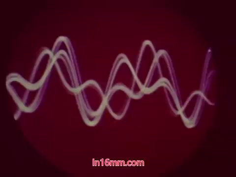 The still from the 16mm film 'Performance' features a vibrant abstract visual, displaying waves in varying shades of color against a deep red background. These dynamic patterns evoke a sense of rhythm and movement, complementing the film's artistic exploration. The end titles, which include production details and the names of the cast and crew, round off the viewing experience, providing context for the film’s creation in 1971. This print represents a significant component of the film you now have in its complete form.