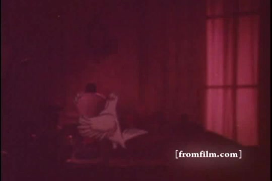 The still captures a dimly lit interior scene, likely from a 1970s Dove Dishwashing Liquid advertisement. It features a figure, possibly in a domestic setting, with soft lighting creating a nostalgic atmosphere. The color palette suggests warmth, contributing to the overall intimate and inviting feeling typical of that era's advertising style. The focus on the figure emphasizes a connection to household tasks, aligning with the product's intended use.