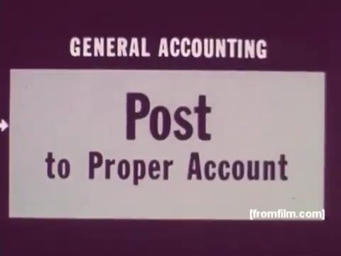 In this still from 'IBM: Once Upon A Punched Card' (1964), we see a title card reading 'GENERAL ACCOUNTING' with a directive to 'Post to Proper Account.' The design reflects mid-20th century aesthetics, showcasing the importance of punch cards in accounting and data management during that era. This film encapsulates the historical evolution of data handling, illustrating how punch cards were integral to the computing process.   Follow us on Twitter @FromFilm for more updates!