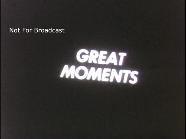 The still features the title 'GREAT MOMENTS' prominently displayed against a black background. The text is bright and bold, suggesting a focus on important historical figures or events. A small note indicates it is 'Not For Broadcast,' implying it may be a preview or internal viewing material related to the US Army and Louis Pasteur.