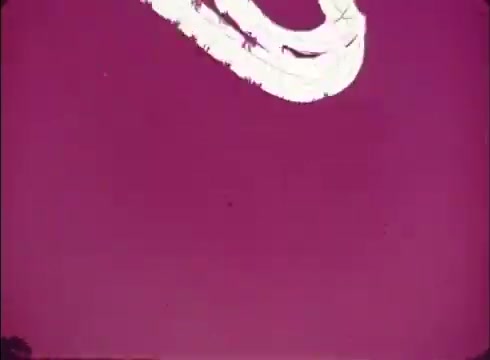 The still features a vibrant purple background, possibly indicating a stylized graphic for a theme song. In the lower left corner, there is a white, abstract shape that appears to be a design or effect, contributing to the playful aesthetic typical of a TV intro. The overall composition suggests a lively and upbeat mood, consistent with the show's theme.