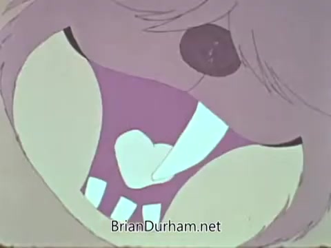 The still from the 'American Medical Association PSA' features a close-up of a cartoon character's mouth, showing exaggerated features such as large teeth and vibrant colors. The design is playful and stylized, likely aimed at conveying a health message in an engaging manner typical of 1960s public service announcements.