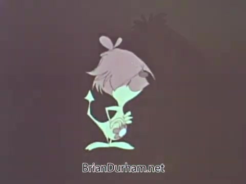 The still features an animated character with a whimsical design, characterized by exaggerated features and a playful pose. The character, possibly depicting a medical theme, is outlined with vibrant colors against a soft background. The style reflects the 1960s animation aesthetic commonly used for public service announcements. The image conveys a lighthearted yet informative tone, characteristic of the era's educational content.