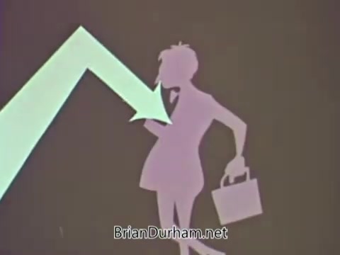 The still features a simplistic, stylized silhouette of a man in formal attire holding a briefcase. An upward arrow is depicted prominently behind him, suggesting progress or positive change. The background is likely a muted color, enhancing the focus on the figures and the arrow. This imagery is typical of 1960s public service announcements, designed to convey messages of professionalism and advancement in the context of healthcare.