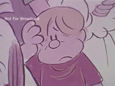 The still from the 1972 Salvation Army PSA features a distressed cartoon character, likely a young boy, with a worried expression. The character has tousled hair and is shown in a muted color palette that suggests a somber tone. The context highlights themes of concern or aid, reflecting the PSA's emphasis on charitable support from the Salvation Army. The animation style is characteristic of the era, capturing a poignant moment intended to evoke empathy.