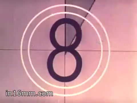 The still features a countdown from 8 with concentric circles, typical of film countdown sequences. The minimalistic design suggests it's from a promotional or instructional film for the Air Force Reserve, specifically highlighting air crews. This indicates the film's purpose was likely to engage viewers before showcasing content related to the Air Force Reserve’s activities or recruitment efforts in 1968.