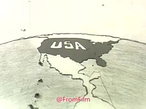 The still from the 1968 PSA 'Let's Clear the Air!' features a stylized map of the United States, prominently displaying the word 'USA.' The map is illustrated in a simplistic manner, emphasizing the geographic shape while possibly hinting at themes of air quality and pollution. The production by the U.S. Department of Health, Education and Welfare indicates a focus on public health awareness during a time of rising environmental concerns. The visual simplicity serves to convey a serious message about air pollution and its impacts on the nation.
