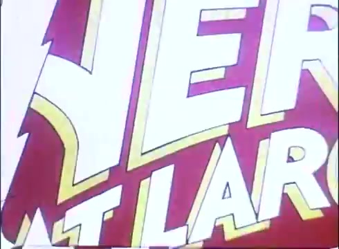 The still features bold, colorful typography prominently displaying the film title 'HERO AT LARGE.' The design incorporates vibrant red and yellow hues, reminiscent of classic comic book aesthetics. This promotional piece conveys a lighthearted and adventurous tone, reflective of the comedy film's theme. The overall layout is striking, likely aimed at capturing the audience's attention for the 1980 release starring John Ritter.