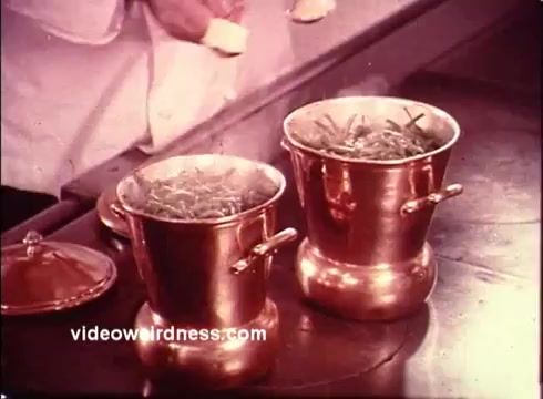 The still from the 1970s Blue Bonnet Margarine commercial showcases a kitchen setting where two copper pots filled with steaming green beans sit prominently. A gloved hand can be seen adding a block of margarine, likely to enhance the dish. The warm colors and vintage aesthetic highlight the promotional nature of the commercial, aimed at showcasing the product's use in cooking. The scene conveys a sense of comfort and home cooking, typical of advertising from that era.   For more unique content, follow @FromFilm on Twitter or like and subscribe on YouTube!