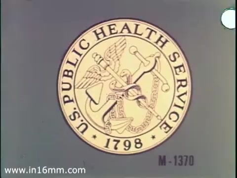 The still features the seal of the U.S. Public Health Service, a circular emblem depicting a caduceus intertwined with symbols like an anchor and a chain. The text 'U.S. PUBLIC HEALTH SERVICE' and the year '1798' are prominently displayed. The image likely serves as a formal introduction to the 1968 public service announcement regarding measles and mental disability, emphasizing public health information. The print is characteristic of the era, with a straightforward design aimed at conveying authority and trustworthiness.