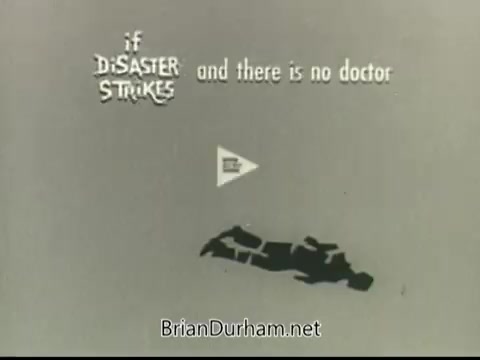 The still features a stark, minimalistic design with text stating, 'If DISASTER Strikes and there is no doctor.' The background is likely monochromatic, emphasizing the seriousness of the message. A play button symbol suggests it is part of a video presentation. The imagery conveys urgency and prepares viewers for emergency situations where medical help may not be readily available.