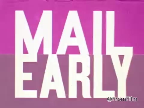 The still from the 1968 Vietnam PSA 'Mail Early to Your Soldier' features bold, graphic text that reads 'MAIL EARLY.' The text is positioned against a gradient background that transitions from a deep pink at the top to a lighter shade toward the bottom. The design is simple yet eye-catching, emphasizing the urgency of mailing packages to servicemen overseas in a visually striking way. This PSA aimed to encourage people to send gifts for the holiday season before the stated deadline of November 9th, ensuring that their loved ones could receive them in time. The message is direct and concise, reflecting the importance of communication and connection during a challenging time.