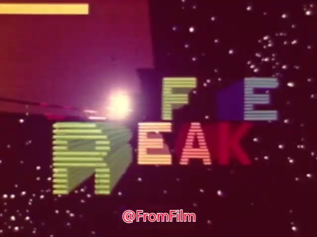 The still from 'Coffee Break' features bold, colorful text that reads 'COFFEE BREAK,' set against a cosmic or starry background. The animation appears to have a retro aesthetic, with a mix of vibrant colors and geometric shapes. The overall vibe suggests a surreal or whimsical interpretation of a coffee break, likely aiming to capture attention in a playful manner. It seems to be an artistic or promotional piece rather than a straightforward advertisement.