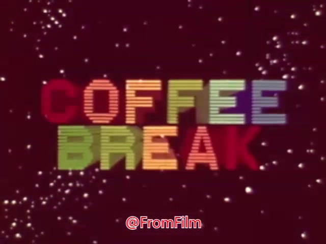 The still features the words 'COFFEE BREAK' in vibrant, multicolored letters against a starry background, suggesting a playful and retro aesthetic. This animation likely promotes the concept of taking a break for coffee, possibly for a brand or product associated with coffee. The weird and whimsical style hints at a creative or offbeat approach to advertising or entertainment within that theme.