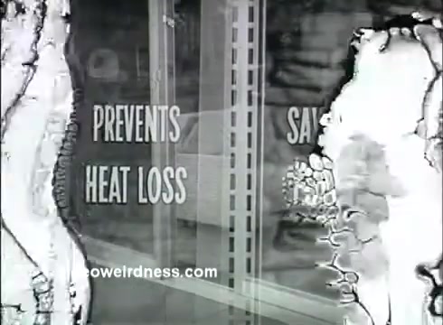 The still from 'Kaiser Aluminum - The Bright Idea' features text emphasizing the material's benefits, specifically highlighting 'PREVENTS HEAT LOSS' and 'SAVES.' The visuals suggest a focus on energy efficiency and cost-effectiveness, aligning with the theme of enhancing living standards. Overall, it conveys a message of innovation and practicality associated with Kaiser Aluminum products.