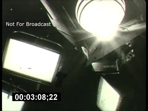 The still shows overhead studio lighting, with bright lights illuminating the scene, suggesting a film or television production environment typical of the 1960s. The watermark 'Not For Broadcast' indicates it is a behind-the-scenes or promotional material. The timestamp displays the duration at 3 minutes and 8 seconds. The overall visual reflects the retro style of ABC's Sunday Night Movie promos from that era.