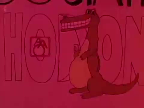 The still features a cartoon alligator character with a wide, exaggerated smile showcasing teeth, highlighting the importance of orthodontics. The background has bold, colorful text possibly reading 'American Association of Orthodontists,' indicating the commercial's playful and informative tone aimed at promoting dental health. The vibrant colors and whimsical animation style reflect the 1970s aesthetic.