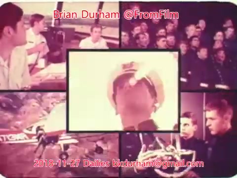 The still features a collage of scenes, including individuals in various settings such as a classroom, a group of people listening attentively, an officer in a military setting, and a landscape view. The colors are muted, typical of 16mm film texture. The image includes the handle '@FromFilm' and the date '2018-11-27 Dailies,' indicating it's a collection of film dailies.