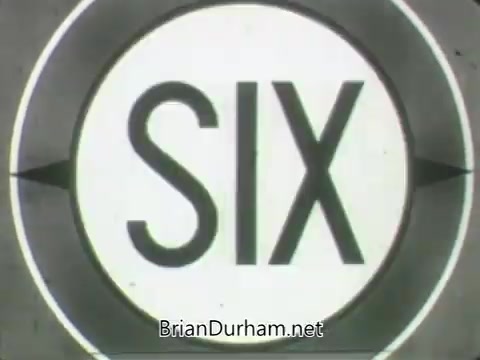 The still features a circular design with the word 'SIX' prominently displayed in bold lettering. The background is a simple black-and-white pattern, emphasizing the central text. The overall aesthetic reflects the vintage style of television promos from the early 1960s, likely used to highlight programming for ABC's Fall 1963 season.