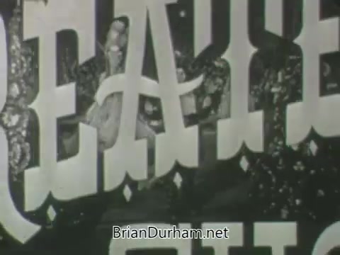 The still from the 'ABC Fall 1963 season promos' features bold, vintage text prominently displayed, likely advertising a show. The background includes decorative elements typical of mid-20th century design, creating a nostalgic atmosphere. The color scheme and fonts contribute to a retro aesthetic, indicative of the era's promotional style. Overall, it captures the essence of television marketing during the early 1960s.