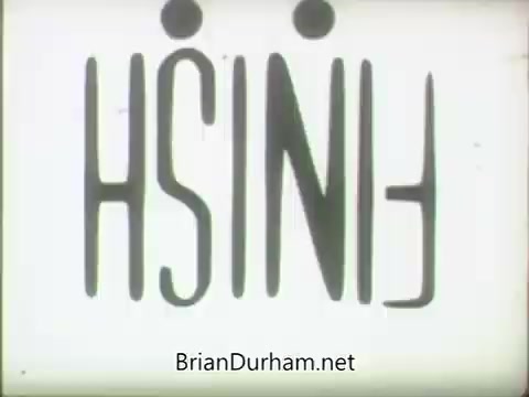 The still features the word 'FINISH' depicted in a stylized, inverted manner. The letters are bold and vertically oriented, creating a striking visual. The background appears simple, emphasizing the text, while a website watermark is displayed at the bottom. This is from a promotional clip for ABC's Fall 1963 season.