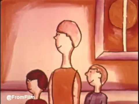 The still features an animated scene from a Bryant air conditioner commercial, depicting three stylized characters with exaggerated features against a colorful background. The setting seems cheerful, reflecting the theme of 'The Great Indoors,' promoting the benefits of gas air conditioning. Soft, warm colors dominate the scene, contributing to a cozy atmosphere. Follow us on Twitter @FromFilm.
