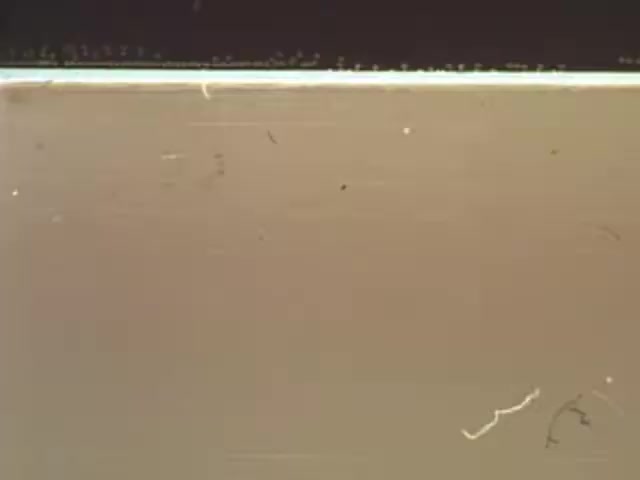 The still from the 1982 educational film 'Walk Safely' by Fiesta Films appears to show a close-up view of a surface, possibly a pavement or ground, with some scratches and dust particles visible. The image may evoke the theme of safety while walking, fitting the film's educational purpose. The overall aesthetic suggests a vintage look typical of films from that era.